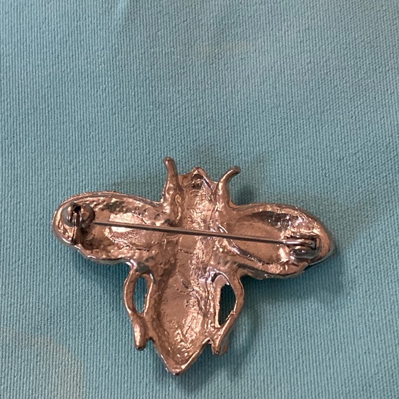 Vintage Silver Toned Multicolor Bee Brooch - Picture 3 of 4